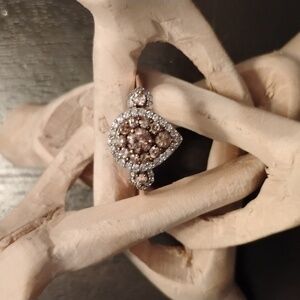 Natural Champagne White Diamond Ring In 10kt Rose Gold